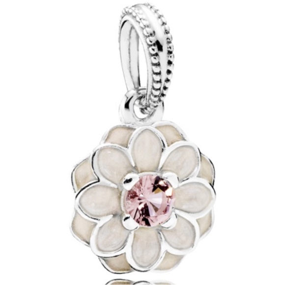 Pandora Blooming Dahlia Flower Enamel Pink CZ Bead Charm Pendant - Picture 1 of 7